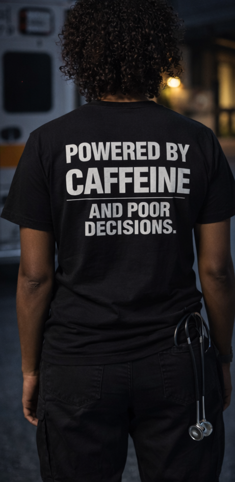 "POWERED BY CAFFEINE" - Statement Tee